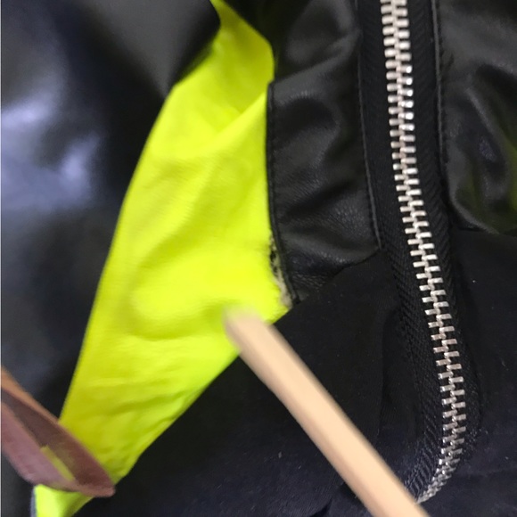 I AM GIA Anastasia Pants Faux Leather Stretch Zipper Festival Neon Straight Leg - Picture 15 of 16